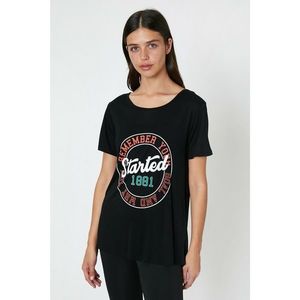 Koton Women's Black Printed T-Shirt vyobraziť