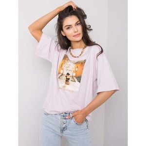 Lilac cotton t-shirt with a print vyobraziť