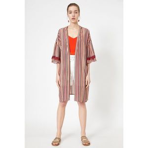 Koton Women's Burgundy Striped Jacket vyobraziť