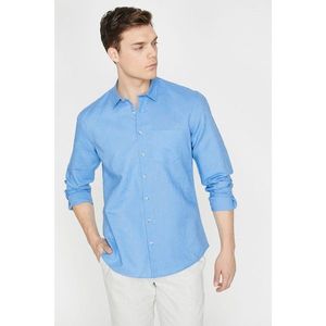 Koton Men's Blue Classic Collar Long Sleeved Pocket Detailed Shirt vyobraziť