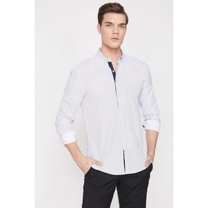 Koton Men's White Classic Collar Long Sleeve Patterned Shirt vyobraziť