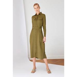 Trendyol Green Pocket Detailed Viscose Dress vyobraziť