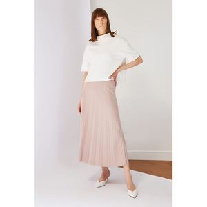 Trendyol Beige Pleated Knit Skirt vyobraziť