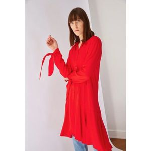 Trendyol Red Shirt Collar Tunic Dress vyobraziť