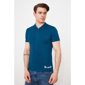 Trendyol Navy Blue Men Slim Fit Short Sleeve Printed Polo Neck T-shirt vyobraziť