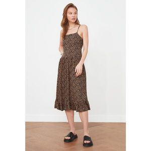 Trendyol Brown Strappy Patterned Dress vyobraziť