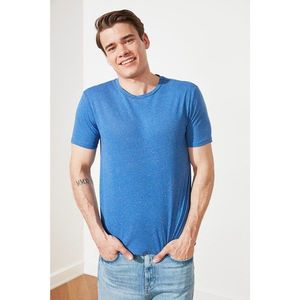 Trendyol Indigo Men's Slim Fit Crew Neck Short Sleeve Printed T-Shirt vyobraziť