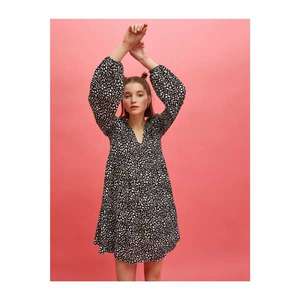 Koton Women's Black Long Sleeve Patterned Dress vyobraziť