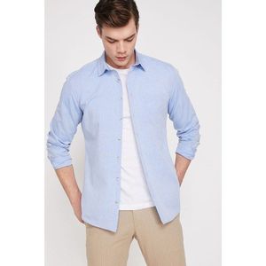 Koton Men's Blue Classic Collar Long Sleeve Pocket Detailed Shirt vyobraziť