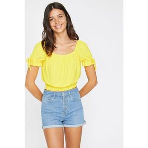 Koton Women's Yellow Off The Shoulder Short Sleeve T-Shirt vyobraziť