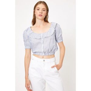 Koton Women's Blue Striped Blouse vyobraziť