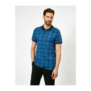 Koton Men's Blue Checkered T-Shirt vyobraziť