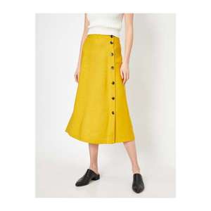 Koton Natural Textured Button Detail Midi Skirt vyobraziť