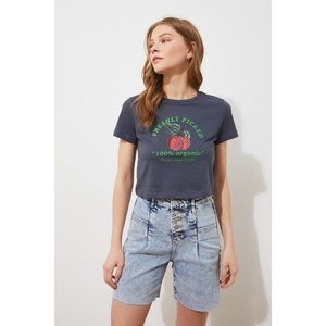 Trendyol Indigo Printed Crop Knit T-Shirt vyobraziť