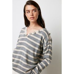 Trendyol Gray Striped Knitwear Sweater vyobraziť