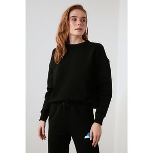 Trendyol Black Bike Collar Knitted Sweatshirt vyobraziť