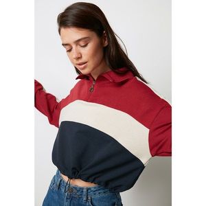 Trendyol Navy Crop Knitted Sweatshirt vyobraziť