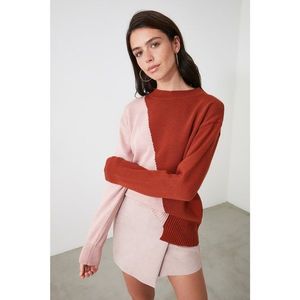 Trendyol Cinnamon Color Block Knitwear Sweater vyobraziť