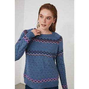 Trendyol Blue Jacquin Knitwear Sweater vyobraziť