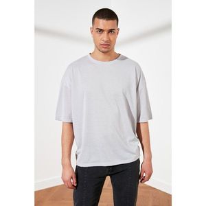Trendyol Grey Basic Male Oversize Bike Collar Short Sleeve T-Shirt vyobraziť