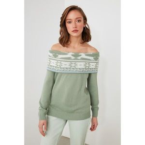 Trendyol Mint Jacquin Knitwear Sweater vyobraziť