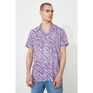 Trendyol Purple Male Regular Fit Apaş Collar Short Sleeve Tropical Shirt vyobraziť