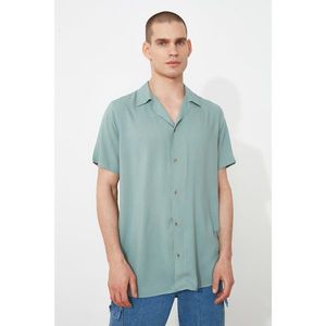 Trendyol Mint Men's Regular Fit Apaş Collar Short Sleeve Viscose Shirt vyobraziť