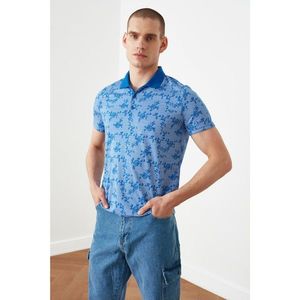Trendyol Blue Male Slim Fit Short Sleeve Jacquard Süprem Polo Neck T-shirt vyobraziť