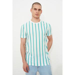 Trendyol White Men's Regular Fit Bike Collar Short Sleeve Striped T-Shirt vyobraziť