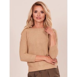 Women´s sweater with a zipper, dark beige vyobraziť