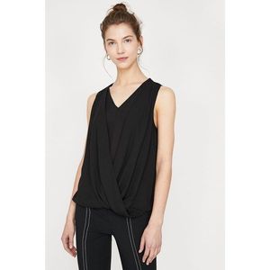 Koton Women's Black V Collar Sleeveless Blouse vyobraziť