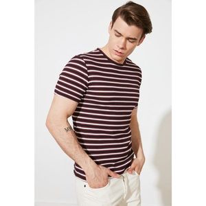 Trendyol Burgundy Men's Slim Fit Striped Short Sleeve T-Shirt vyobraziť
