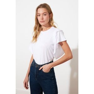 Trendyol White Flywheel Detailed Basic Knitted T-Shirt vyobraziť