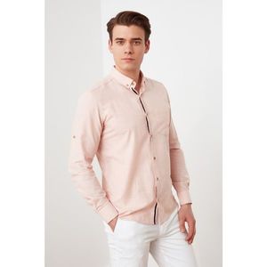 Trendyol Powder Men's Slim Fit Button Collar Epaulette Linen Shirt vyobraziť