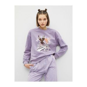 Koton Women's Purple Cotton Crew Neck Print Sweatshirt vyobraziť