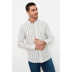 Trendyol Grey Male Slim Fit Buttoned Collar Striped Shirt vyobraziť
