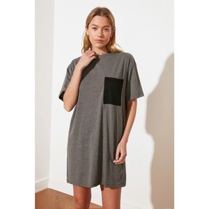 Trendyol Anthracite Printed Tshirt Knitted Dress vyobraziť