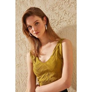 Trendyol Yellow Crop Summer Knitwear Blouse vyobraziť