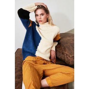 Trendyol MultiColored Upright Collar Colorblock Knitwear Sweater vyobraziť