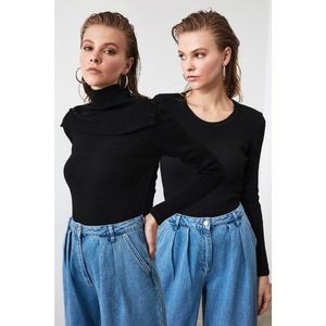 Trendyol Black Double Use Knit Sweater vyobraziť