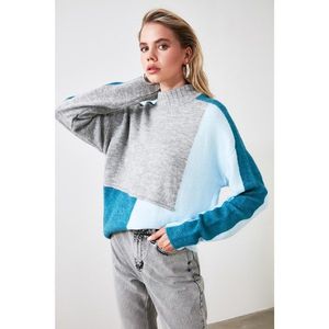Trendyol Blue Block Fishing Collar Knit Sweater vyobraziť