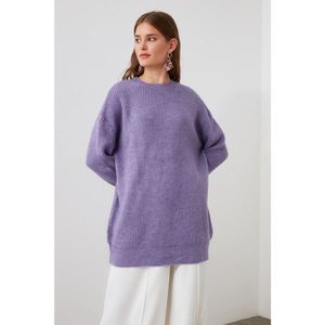 Trendyol Lila Bike Collar Oversize Knitwear Sweater vyobraziť