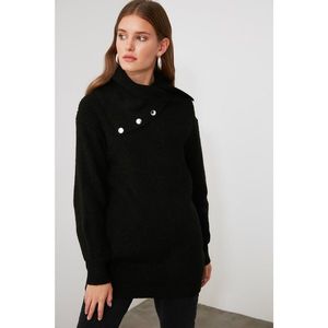 Trendyol Black Collar Dual-Use Button Knit Sweater vyobraziť