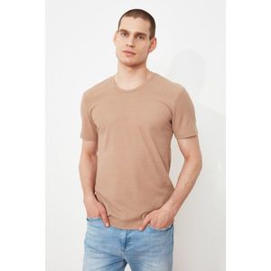 Trendyol Camel Men's Slim Fit Short Sleeve T-Shirt vyobraziť