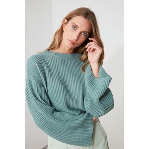 Trendyol Mint Crop and Spanish Sleeve Knitwear Sweater vyobraziť