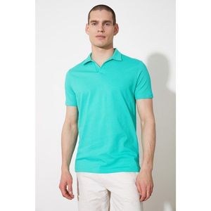 Trendyol Mint Men's Short Sleeve Slim Fit Polo Collar T-shirt vyobraziť