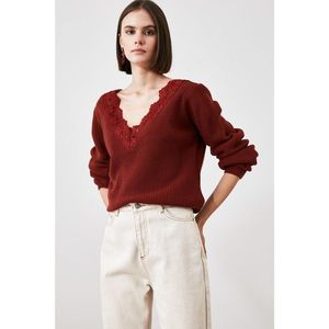Trendyol Brown Brodeli Knitwear Sweater vyobraziť