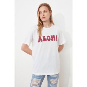 Trendyol White Boyfriend Knitted T-Shirt vyobraziť