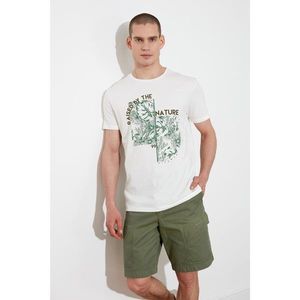 Trendyol Ecru Men's Regular Fit Crew Neck Short Sleeve Printed T-Shirt vyobraziť