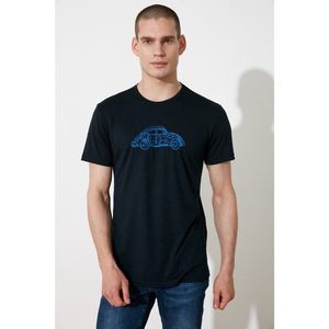 Trendyol Navy Blue Men's Regular Fit Short Sleeve Car Printed T-Shirt vyobraziť